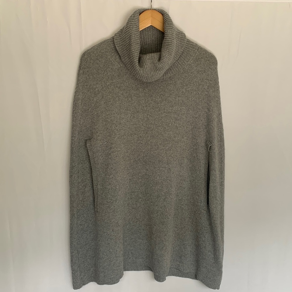 Brooks Brothers Grey Merino Wool Alpaca Cowl Neck Poncho